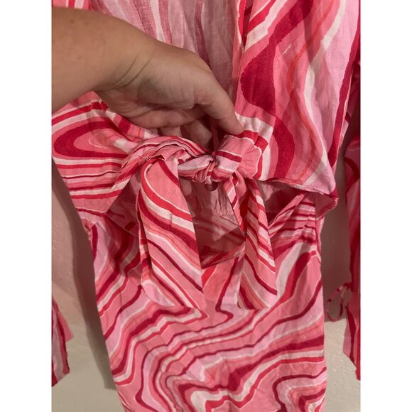 Zara Retro Cutout Linen Psychedelic 70’s Swirl Mini Dress - Picture 6 of 13